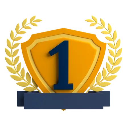 Gold Badge With Number 1 And Paddy  3D Icon