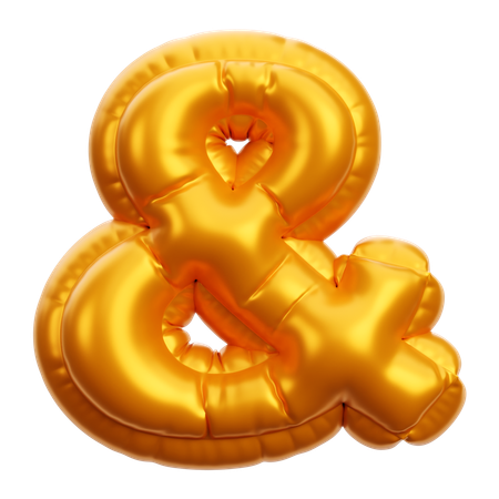 Gold Balloon Ampersand  3D Icon