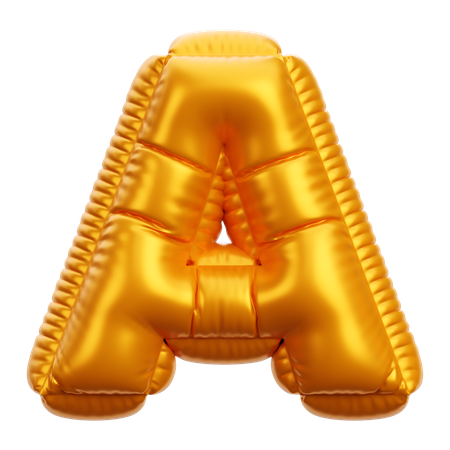 Gold Balloon Letter A  3D Icon