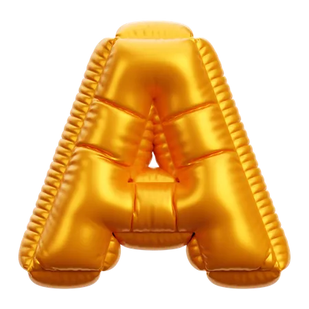 Gold Balloon Letter A  3D Icon