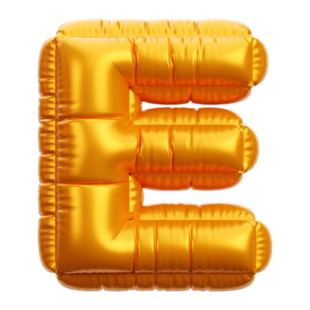 Gold Balloon Letter E  3D Icon