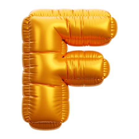 Gold Balloon Letter F  3D Icon