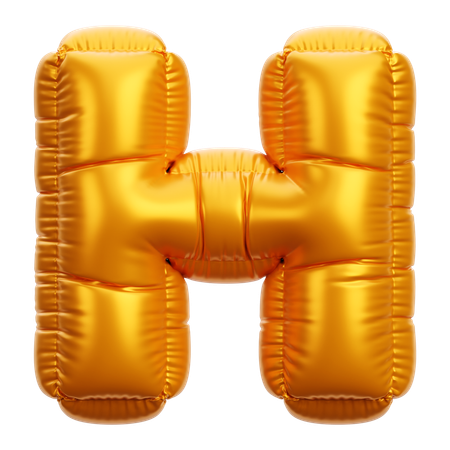 Gold Balloon Letter H  3D Icon