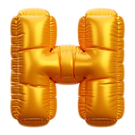 Gold Balloon Letter H  3D Icon