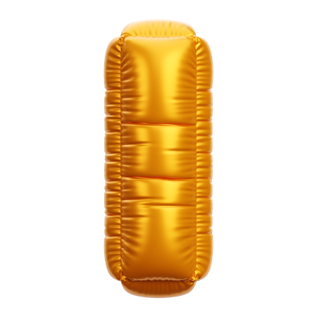 Gold Balloon Letter I  3D Icon