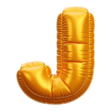 Gold Balloon Letter J  3D Icon