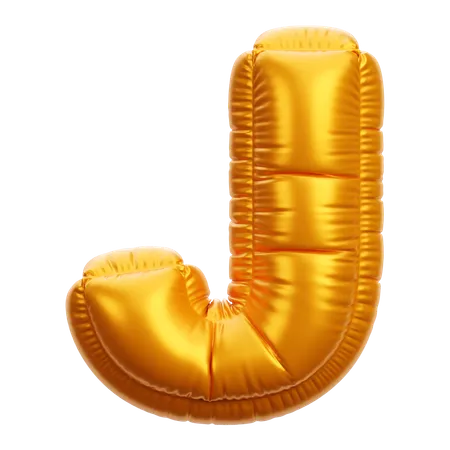 Gold Balloon Letter J  3D Icon