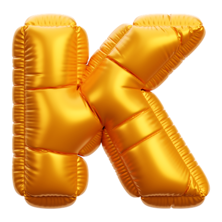 Gold Balloon Letter K  3D Icon