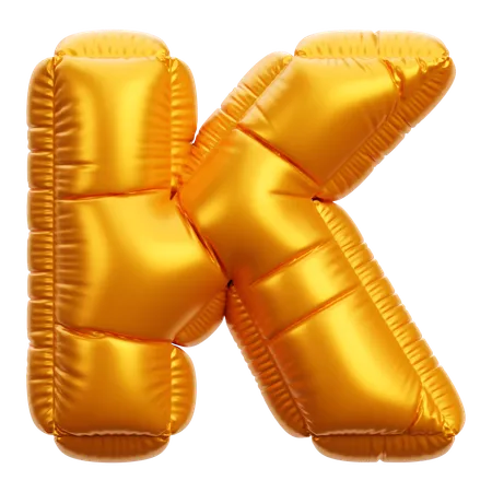 Gold Balloon Letter K  3D Icon