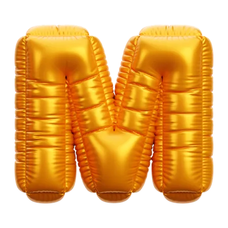 Gold Balloon Letter M  3D Icon