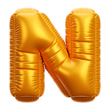 Gold Balloon Letter N  3D Icon