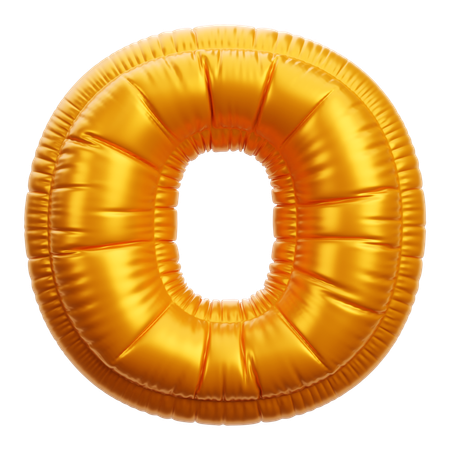 Gold Balloon Letter O  3D Icon