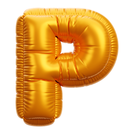 Gold Balloon Letter P  3D Icon