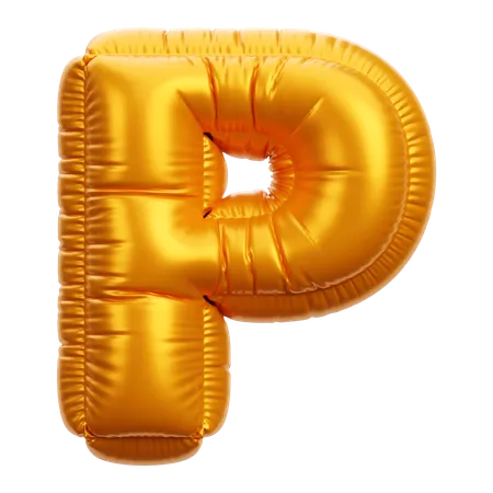 Gold Balloon Letter P  3D Icon