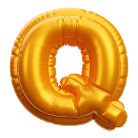 金色の風船の文字 Q  3D Icon