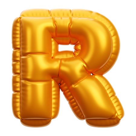 Gold Balloon Letter R  3D Icon