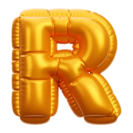 Gold Balloon Letter R  3D Icon