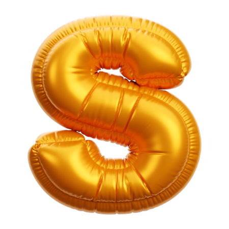 Gold Balloon Letter S  3D Icon