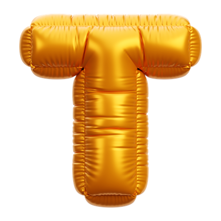 Gold Balloon Letter T  3D Icon