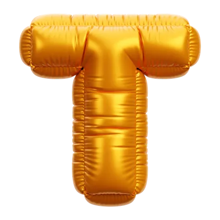 Gold Balloon Letter T  3D Icon