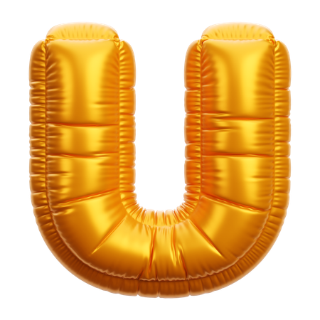 Gold Balloon Letter U  3D Icon