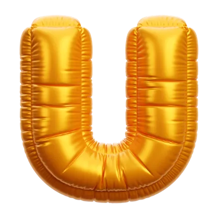 Gold Balloon Letter U  3D Icon