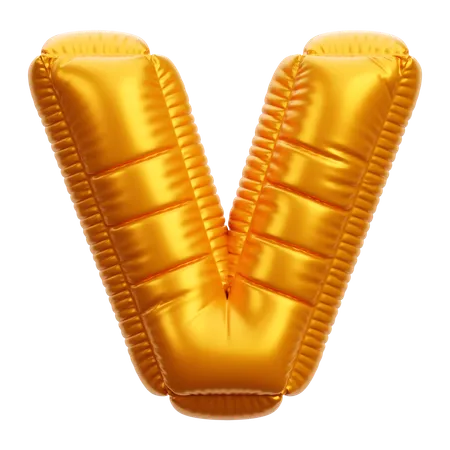 Gold Balloon Letter V  3D Icon