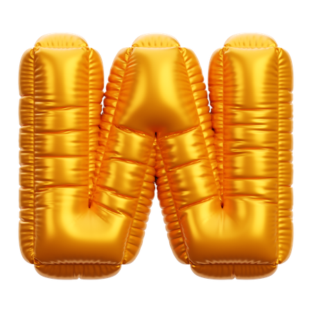 Gold Balloon Letter W  3D Icon