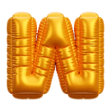 Gold Balloon Letter W  3D Icon