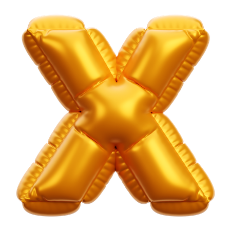 Gold Balloon Letter X  3D Icon