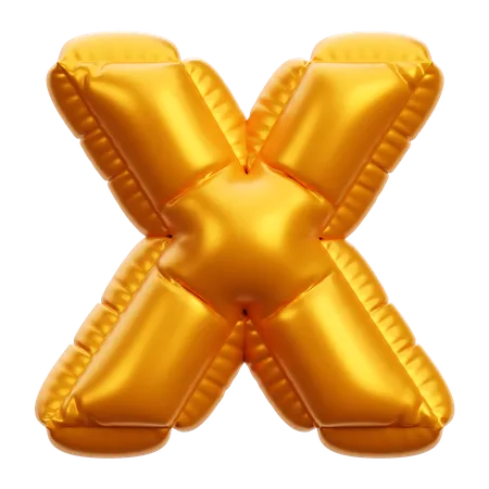 Gold Balloon Letter X  3D Icon