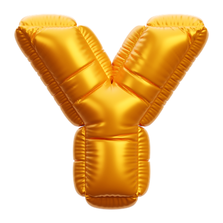 Gold Balloon Letter Y  3D Icon