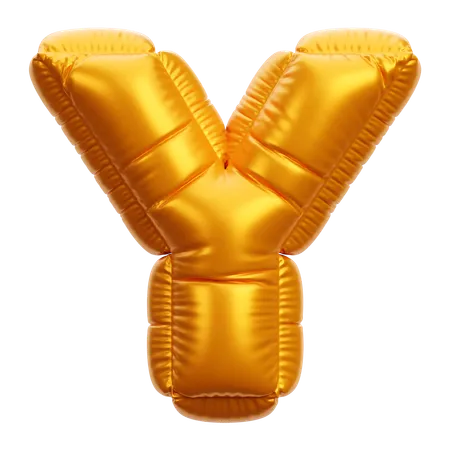 Gold Balloon Letter Y  3D Icon