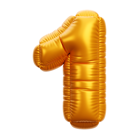 Gold Balloon Number 1  3D Icon