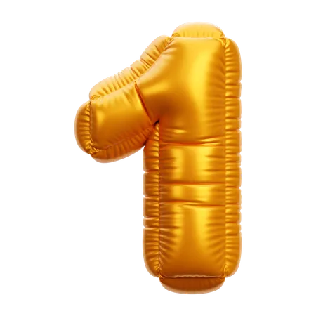 Gold Balloon Number 1  3D Icon