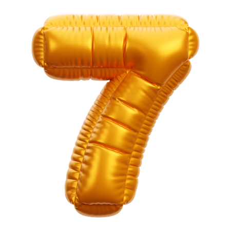 Gold Balloon Number 7  3D Icon