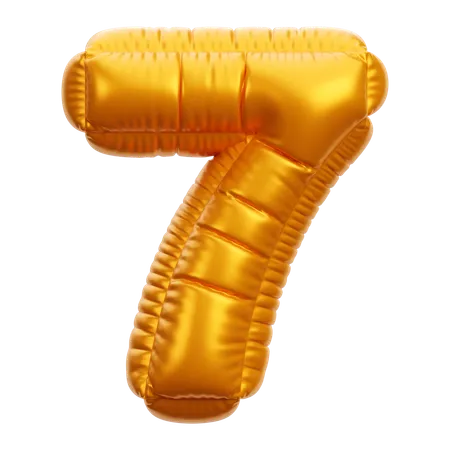 Gold Balloon Number 7  3D Icon