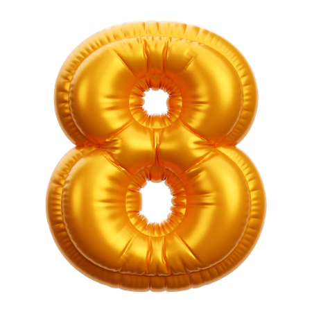 Gold Balloon Number 8  3D Icon