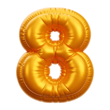 Gold Balloon Number 8  3D Icon