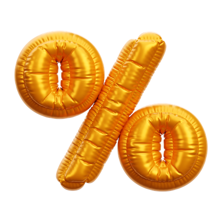 Gold Balloon Percent  3D Icon