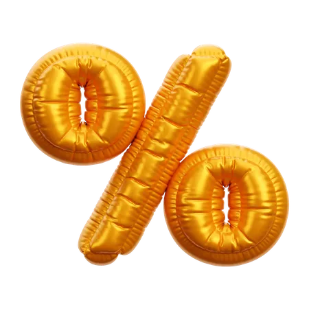 Gold Balloon Percent  3D Icon