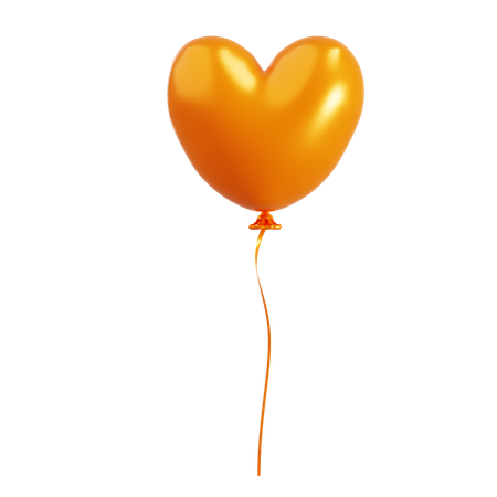 Orange Balloon with a Heart Shape  3D Icon