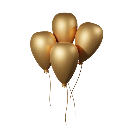 Gold balloons  3D Icon