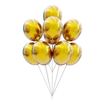 Gold balloons bunch  3D Icon