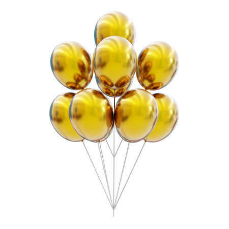 Gold balloons bunch  3D Icon
