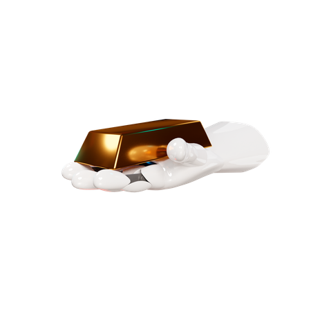 Gold Bar Holding Hand Gesture  3D Illustration