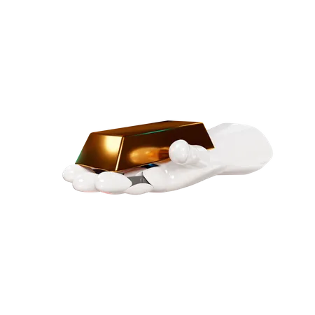 Gold Bar Holding Hand Gesture  3D Illustration