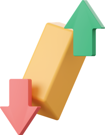 Gold Bar With Up And Down Arrow  3D Icon