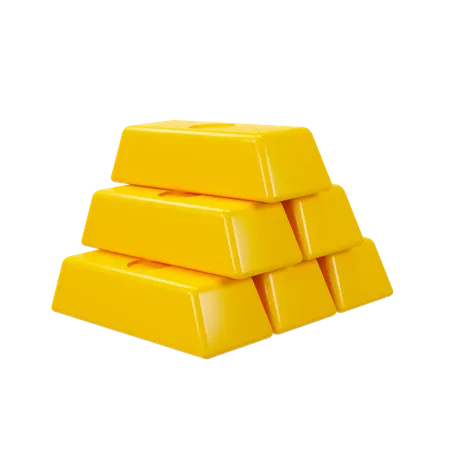 3 D Gold Bars Icon Symbol Gold Trading And Saving Concept Gold Bars Cartoon Style 3D Illustration