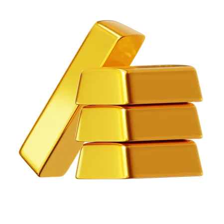 Gold Bars Bullion With Transparent Background 3D Icon